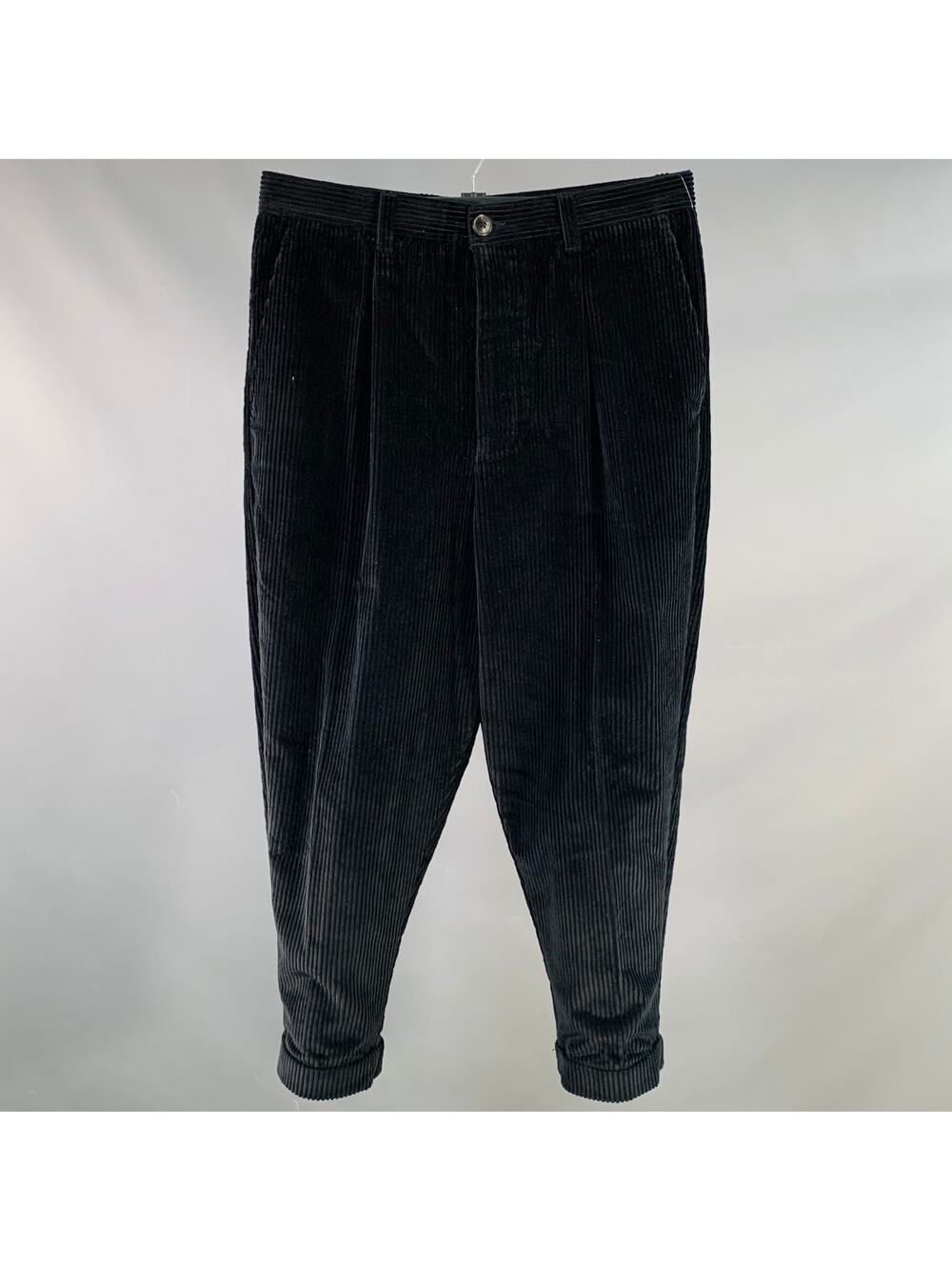 AMI by ALEXANDRE MATTIUSSI Size L Black Corduroy Cotton Button Fly Casual Pants